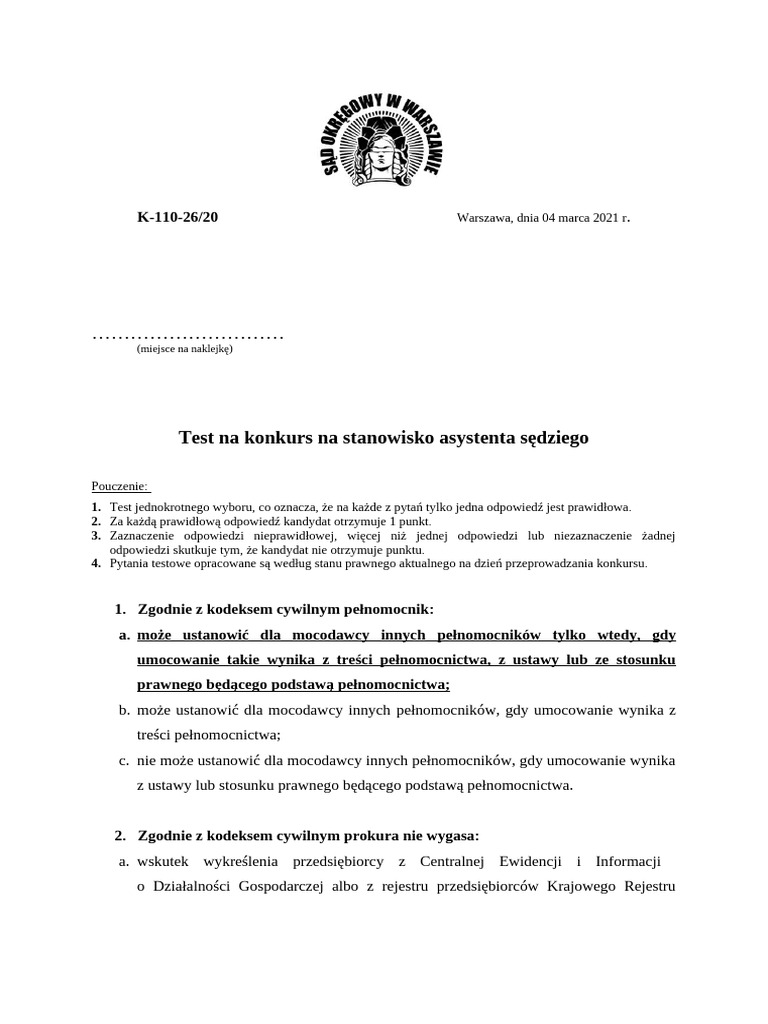 Test Z Odp K-110-25.20 | PDF
