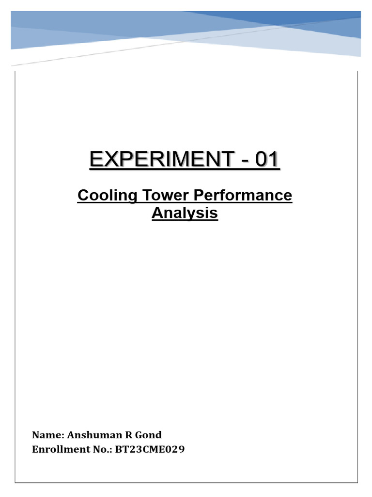 Cooling Tower Experiment ANSHUMAN | PDF | Heat | Evaporation