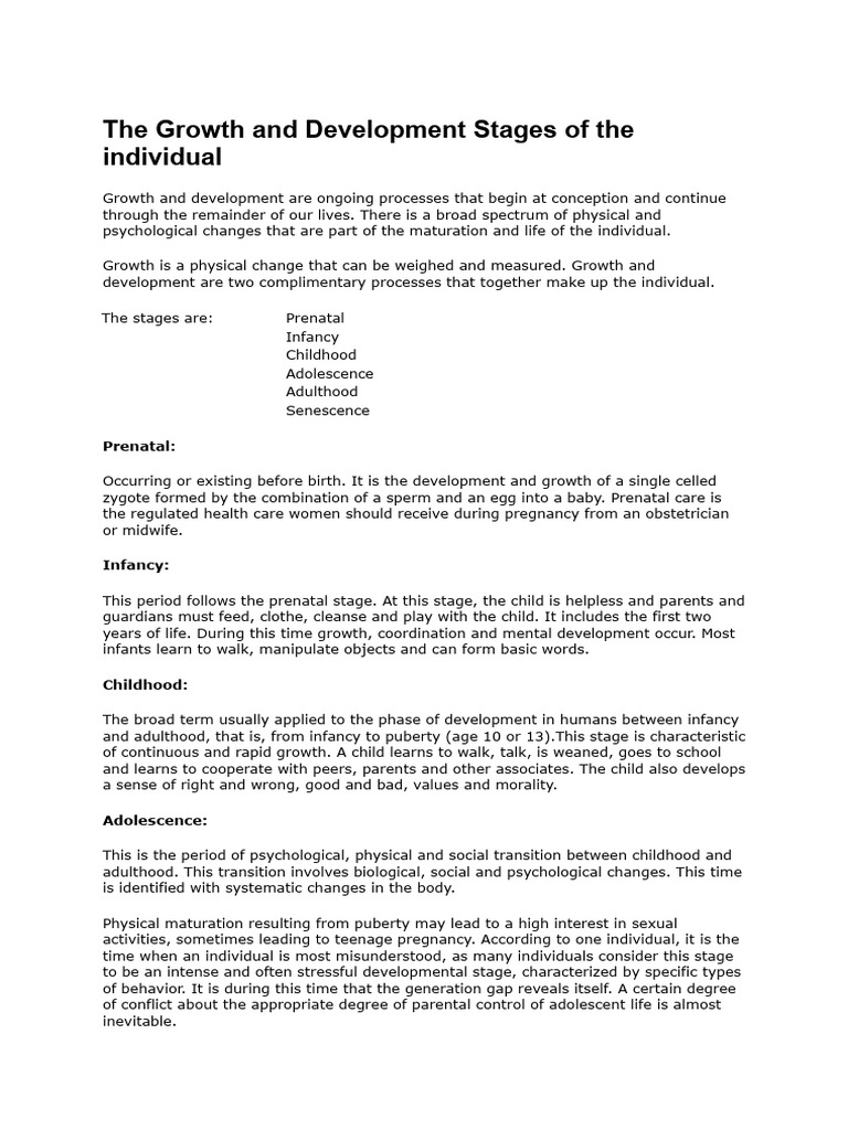 Stages of Human Growth and Development | PDF | Adolescence ...