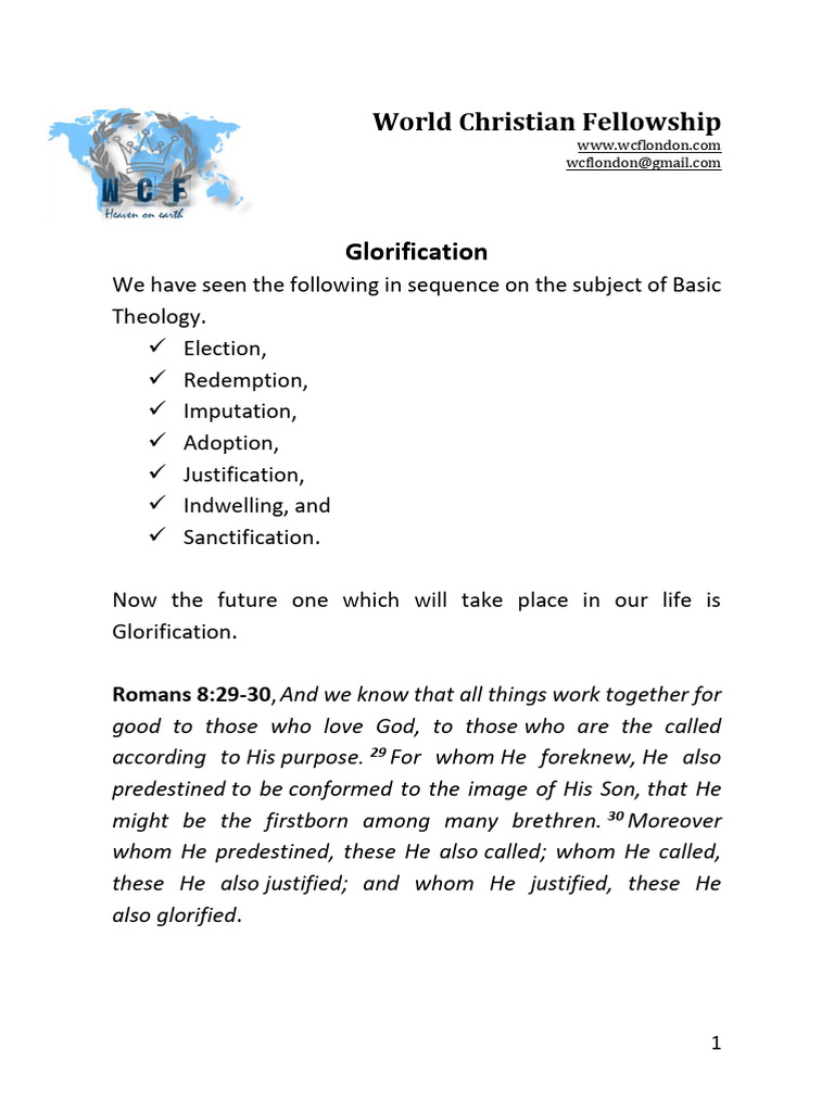 Understanding Glorification in Christianity | PDF | Glory (Religion ...