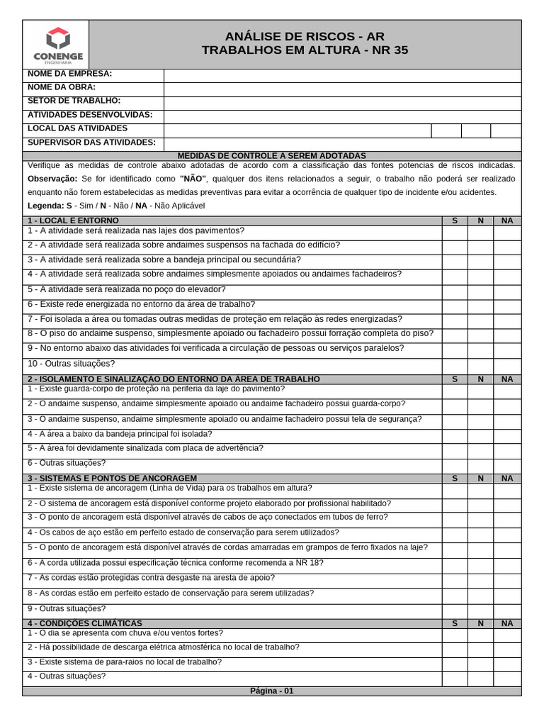 Análise de Risco em Trabalho em Altura | PDF