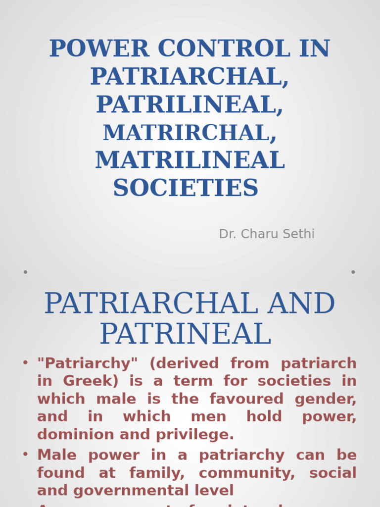 Patriarchy vs. Patrilineality Explained | PDF
