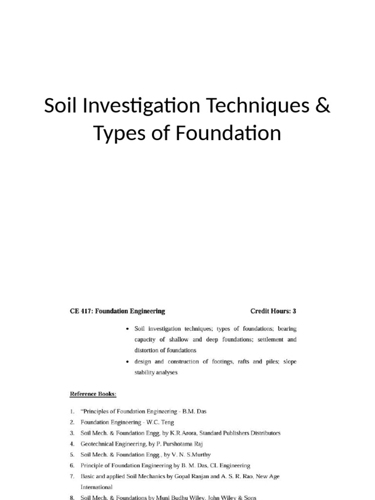 Soil Investigation and Foundation Types | PDF | Foundation (Engineering ...