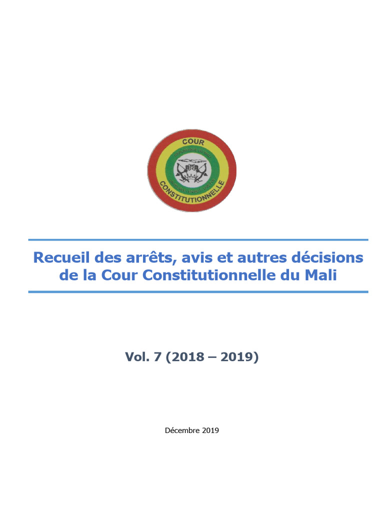 Arrêts de la Cour Constitutionnelle du Mali | PDF | Constitution | Loi