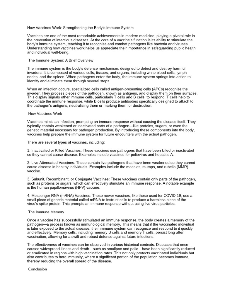 How Vaccines Strengthen Immunity | PDF | Vaccines | Immune System