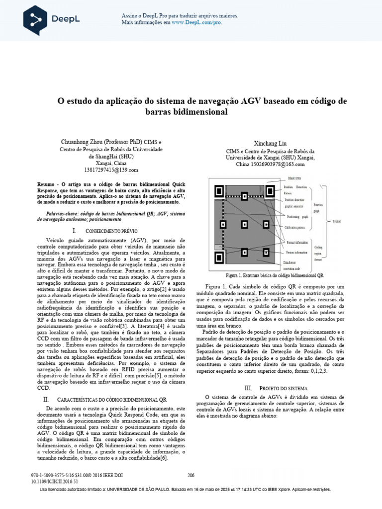 Navegação AGV com Código QR Bidimensional | PDF | Código QR | Câmera