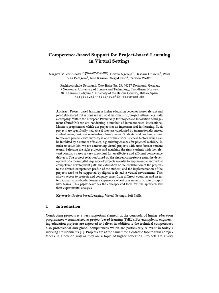 Competence-Based Virtual Project Learning | PDF | Scrum (Software ...