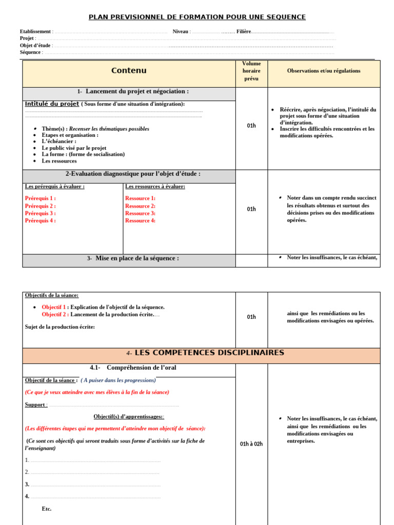 Plan de Formation pour Séquence Éducative | PDF