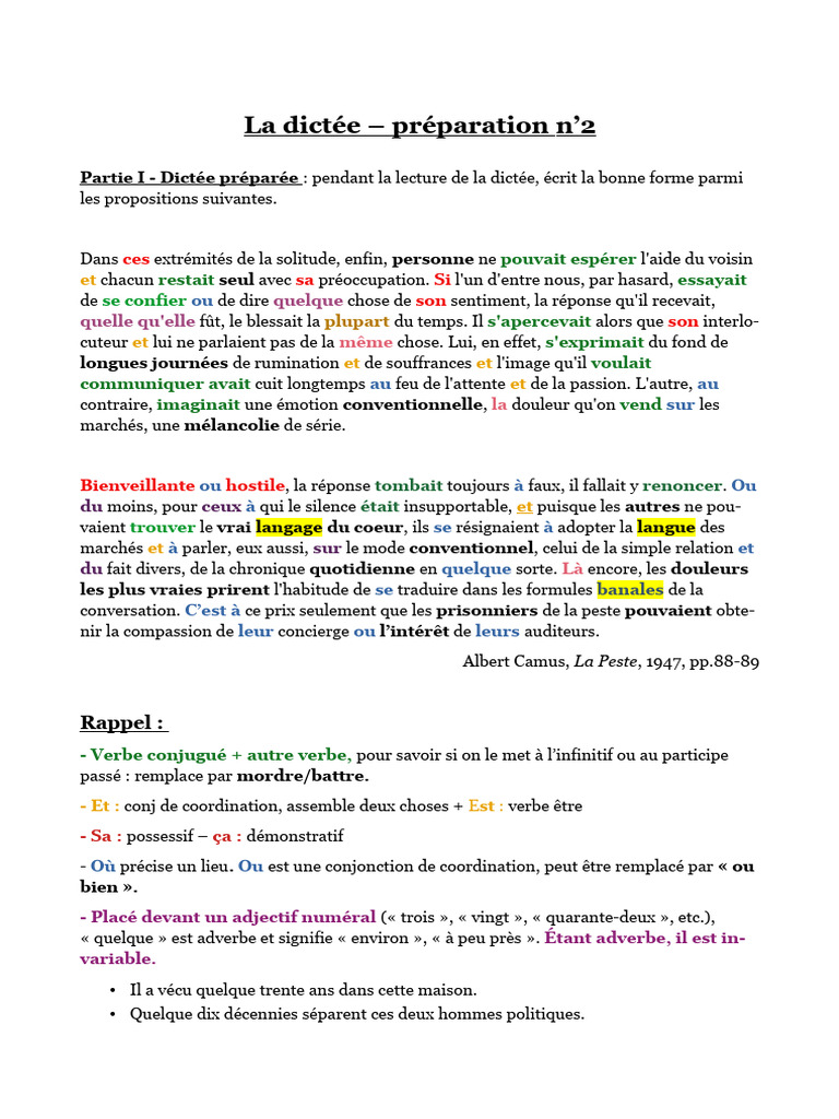 Guide de dictée et règles de grammaire | PDF | Nombre grammatical | Verbe