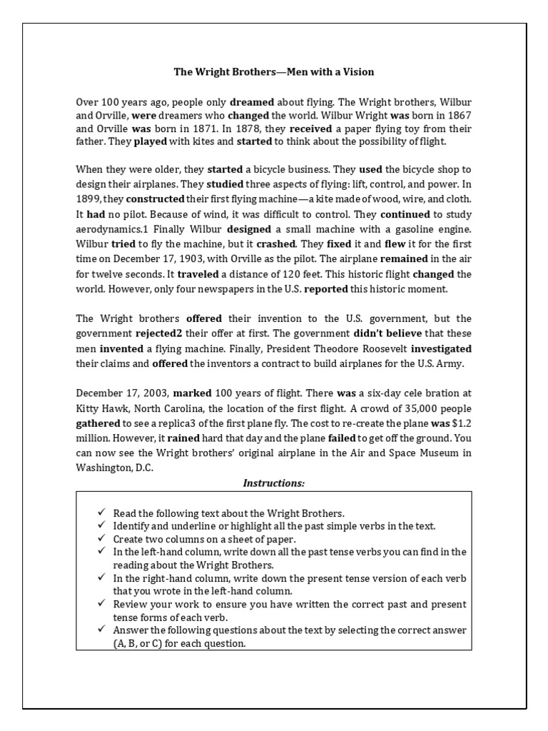 The Wright Brothers-Men With A Vision | PDF | Wright Brothers | Wright ...