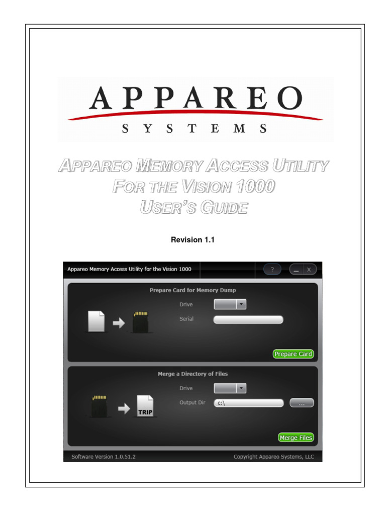 Appareo Memory Access Utility For The Vision 1000 User's Guide
