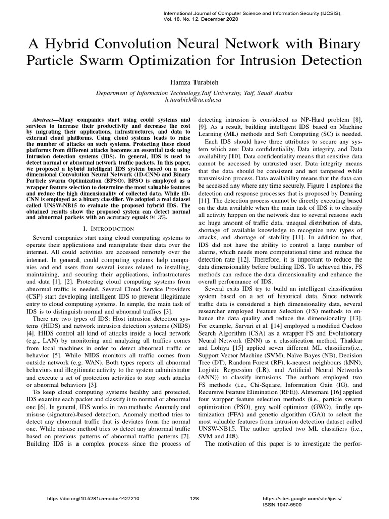 Hybrid IDS with CNN and BPSO | PDF | Machine Learning | Support Vector ...