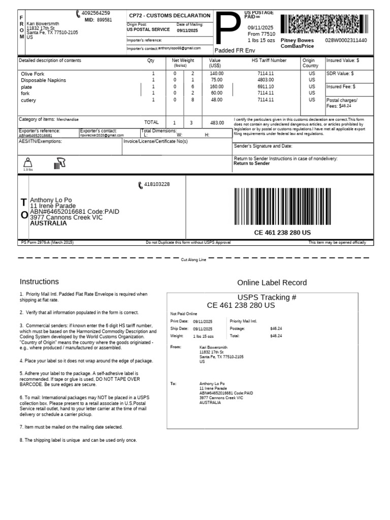 Ebay Label 09-13547-17769 | PDF | United States Postal Service | Mail