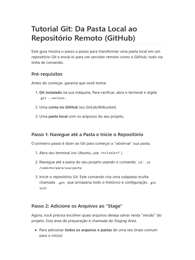 Conectando Repositório Local ao GitHub | PDF | Programas | Informática