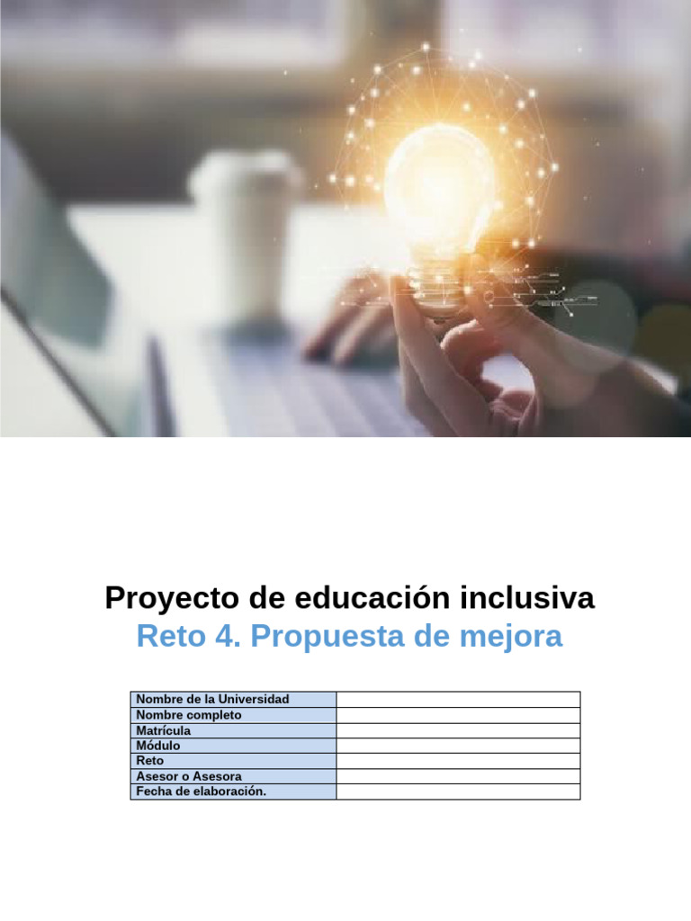 Propuesta de Mejora en Educación Inclusiva | PDF | Evaluación ...