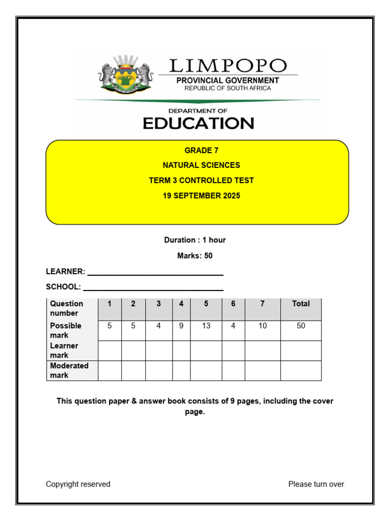 Grade 7 Term 3 Natural Science Test | PDF | Heat | Thermal Insulation