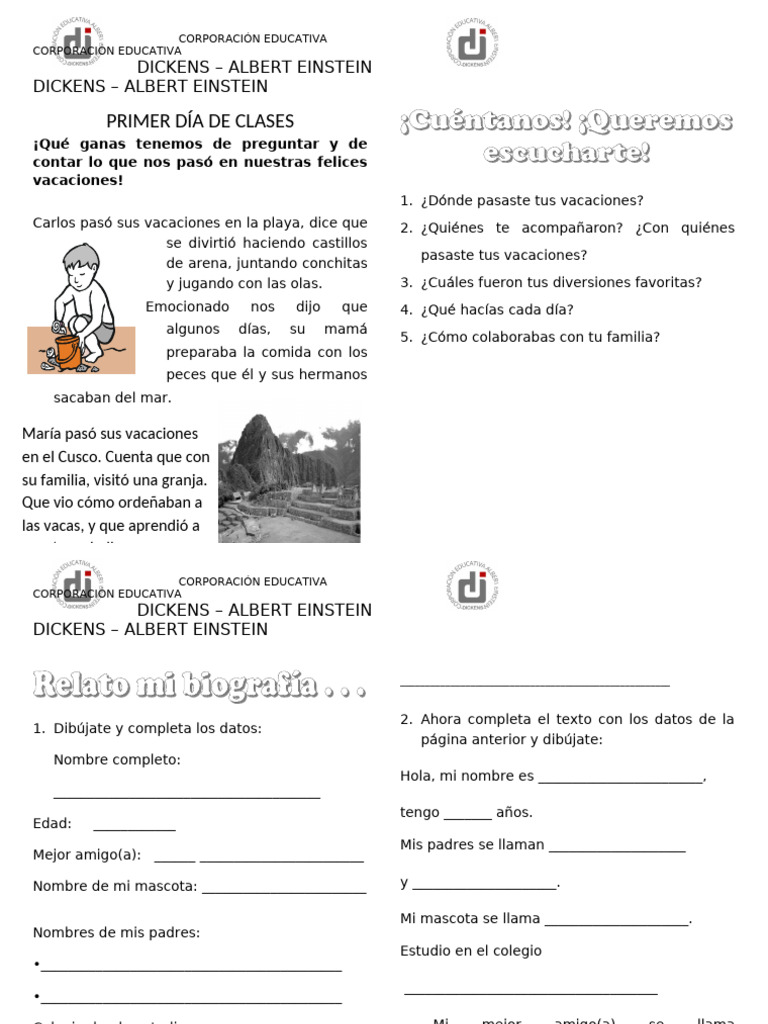 Primer Día de Clases en el Colegio | PDF
