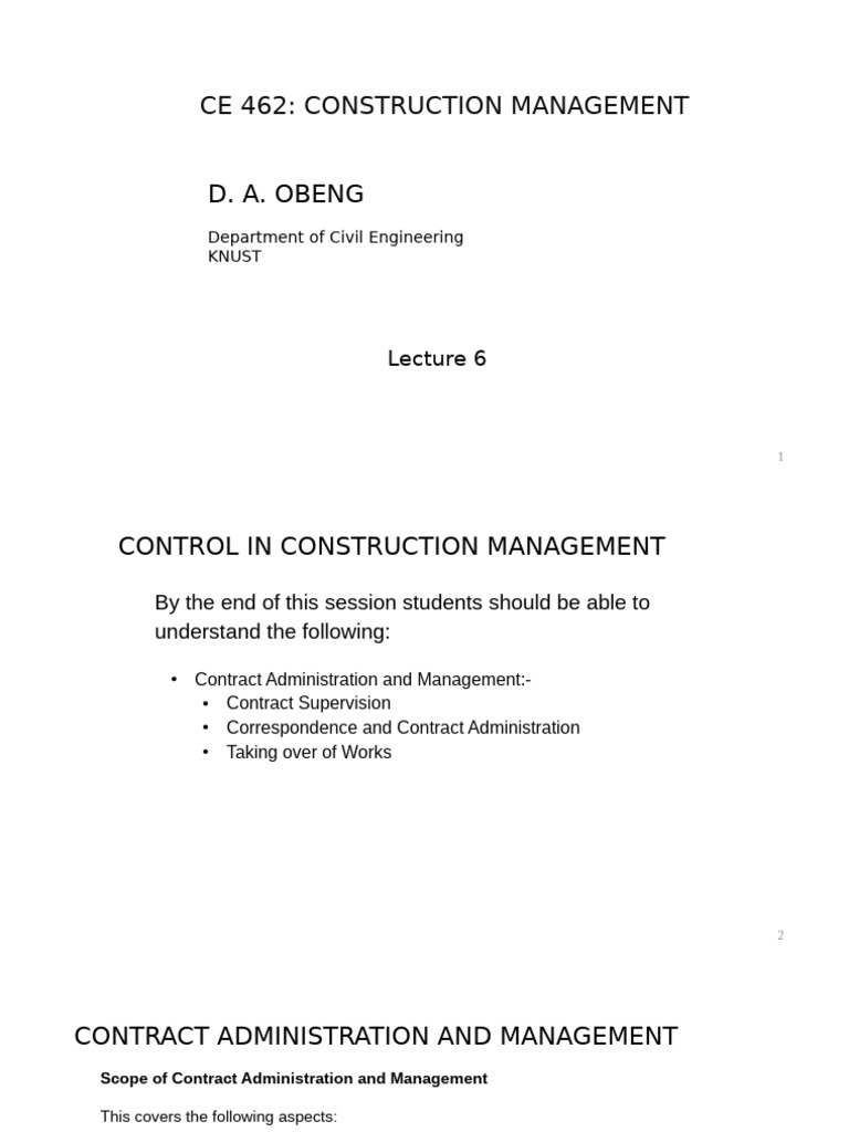 Contract Administration in Construction | PDF | Real Estate Appraisal ...