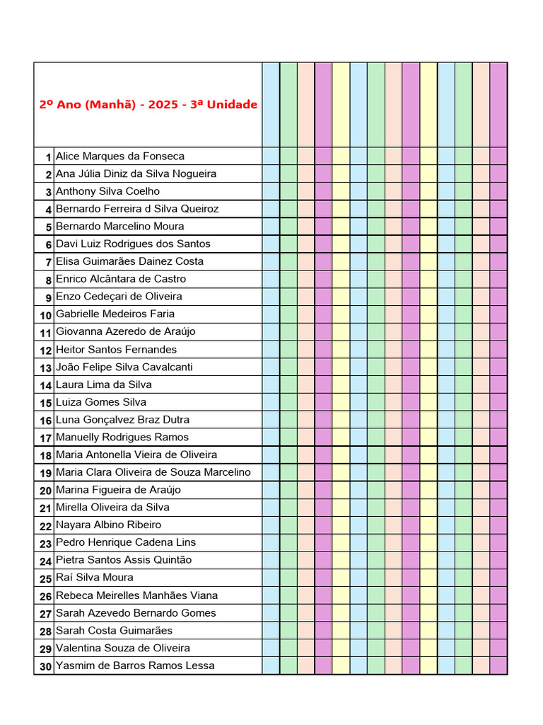 Lista de Alunos - 2º Ano 2025 | PDF