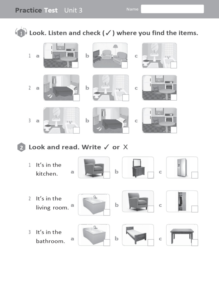 Practice Test Unit 3&4 Poleth | PDF | Interior Design | Room