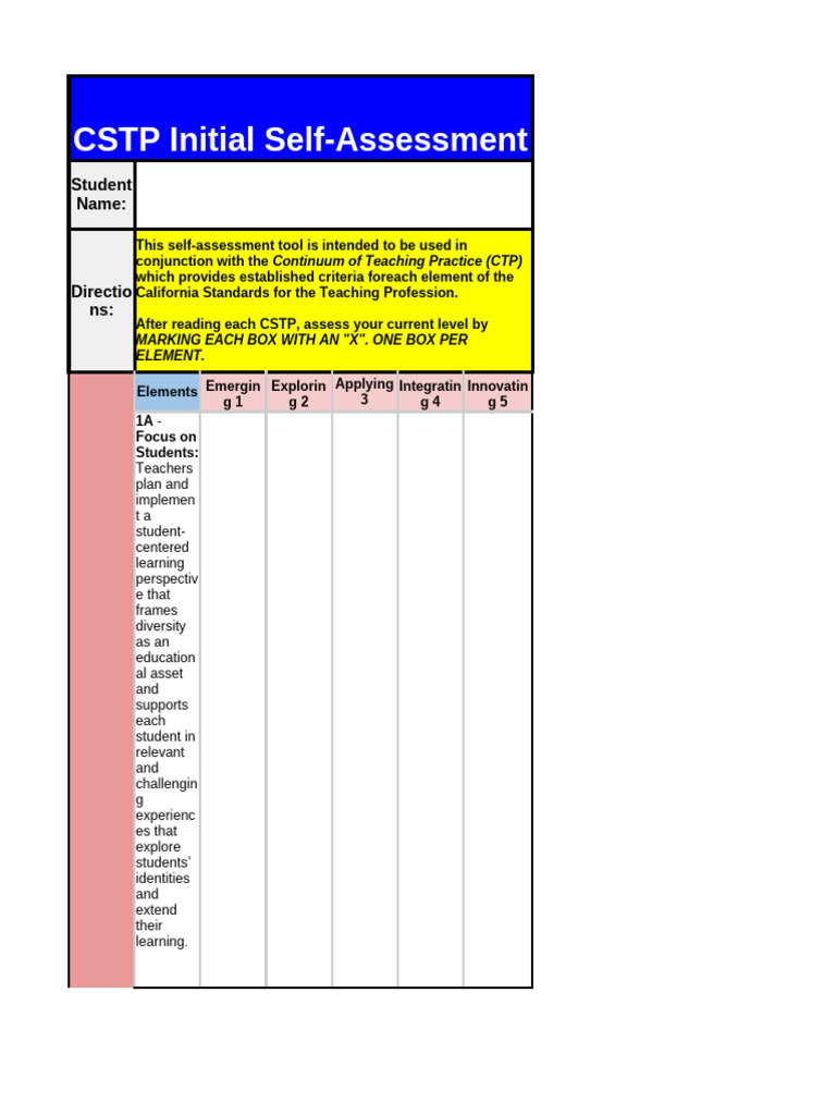 CSTP Self-Assessment Tool for Educators | PDF | Curriculum | Learning