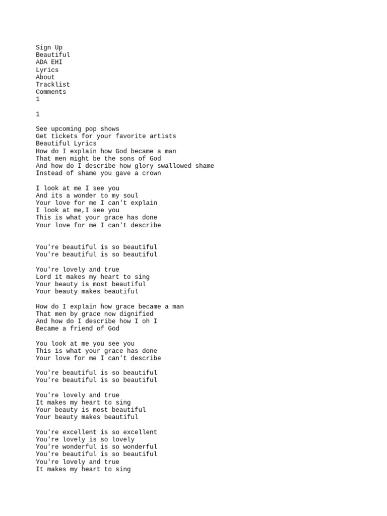 ADA EHI - Beautiful Lyrics Overview | PDF