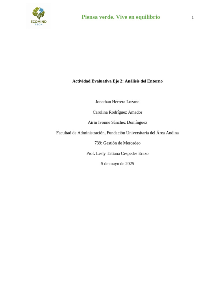 Análisis del Entorno de Ecomind Tech | PDF | Sustentabilidad | Logística