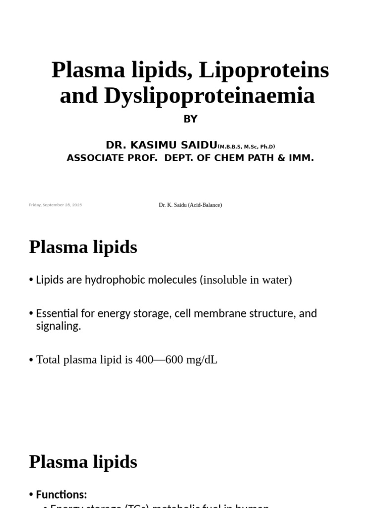 Plasma Lipids and Lipoproteins Overview | PDF | Lipoprotein | Cholesterol