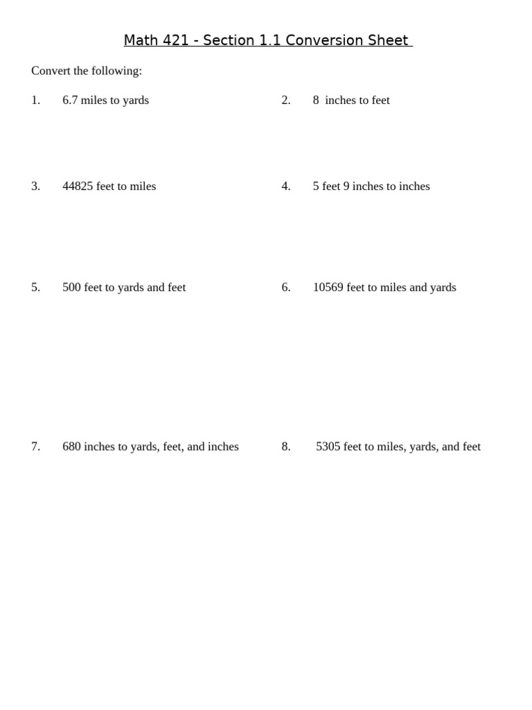 Unit Conversion Worksheet | PDF