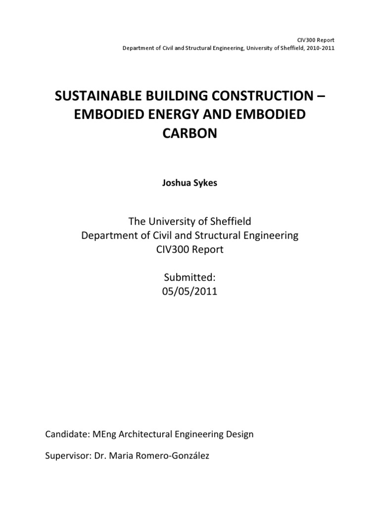 Sustainable Building: Embodied Energy & Carbon | PDF | Life Cycle ...