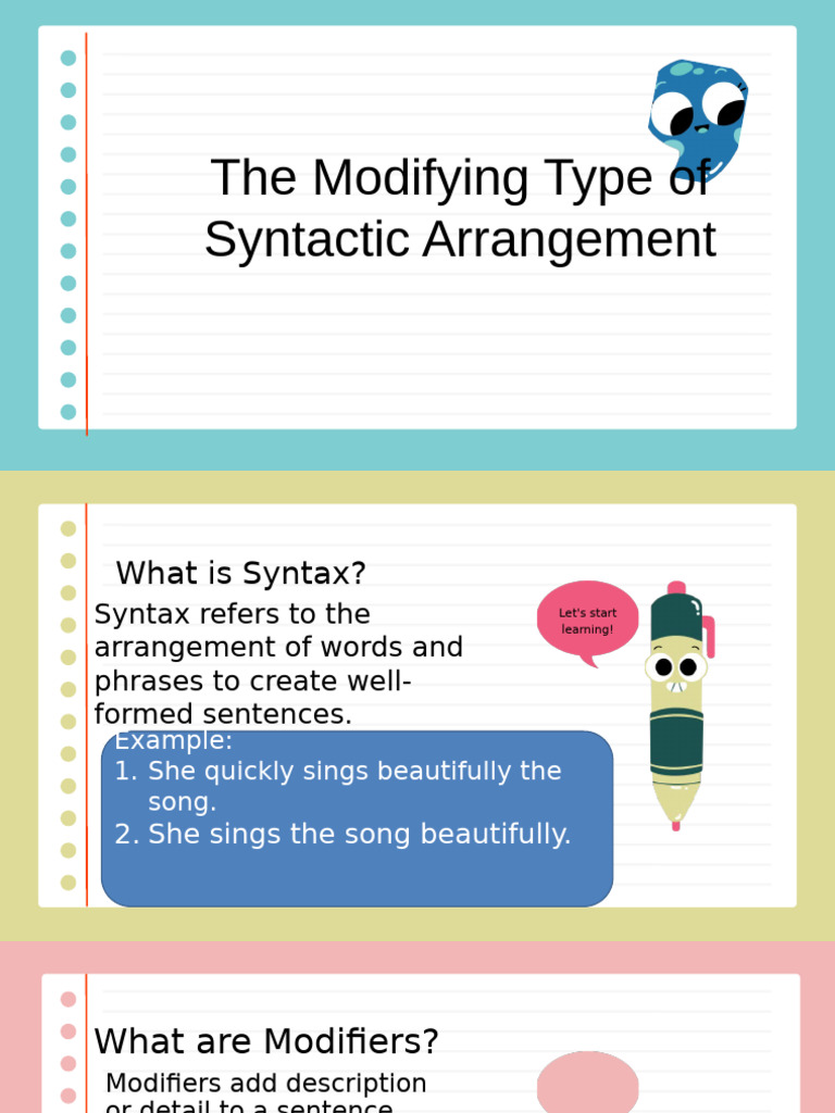 The Modifying Type of Syntactic Arrangement | PDF | Phrase | Adjective