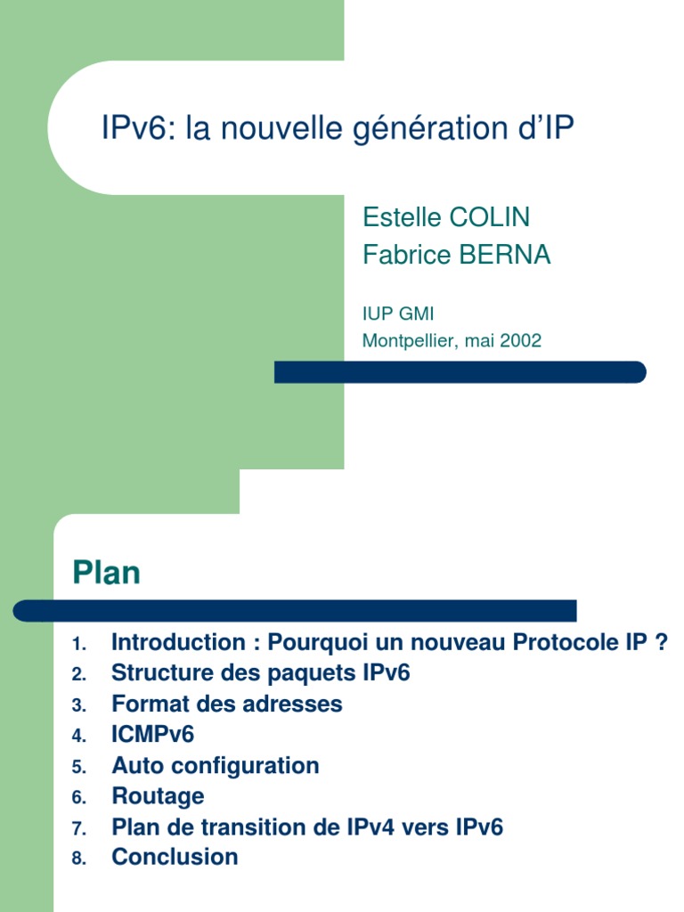 IPV6 PPT | PDF | I Pv6 | Adresse IP