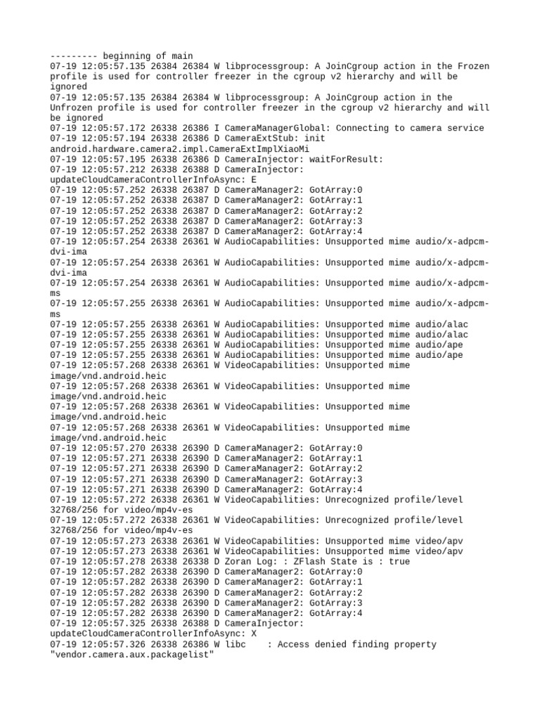 Camera Service Log Analysis | PDF | Computing | Computer Programming