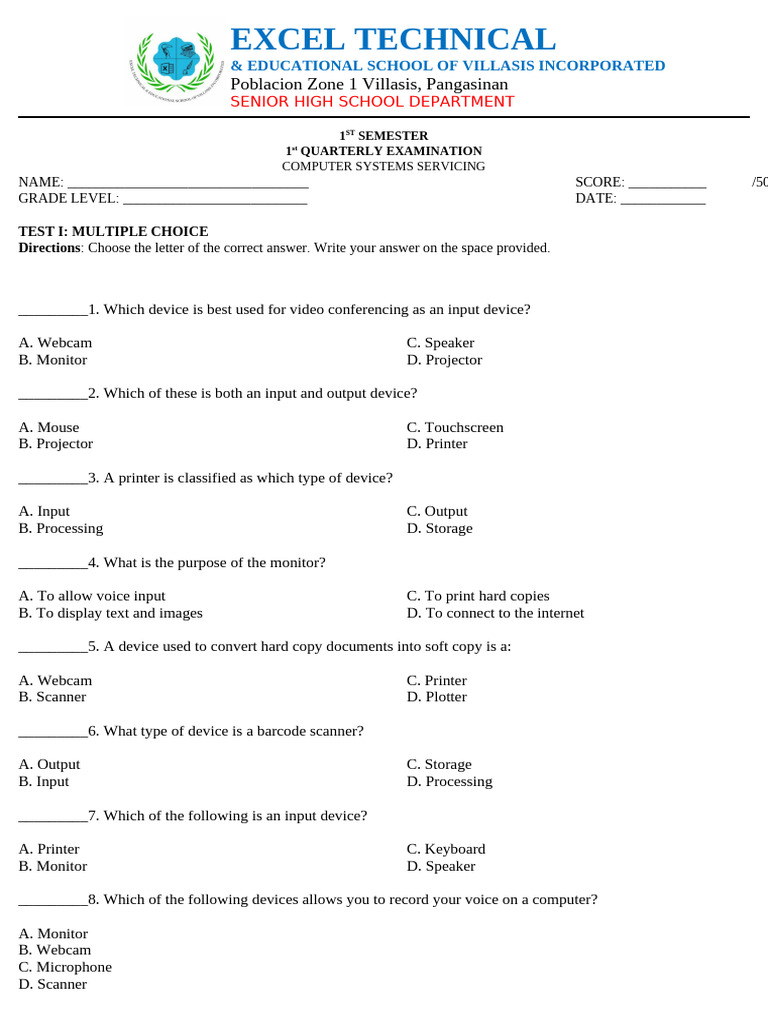 Computer Systems Servicing Exam Guide | PDF | Electrical Connector ...