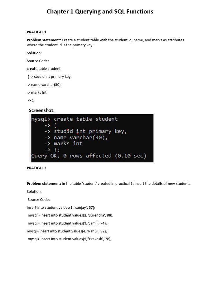 SQL Functions and Queries Guide | PDF