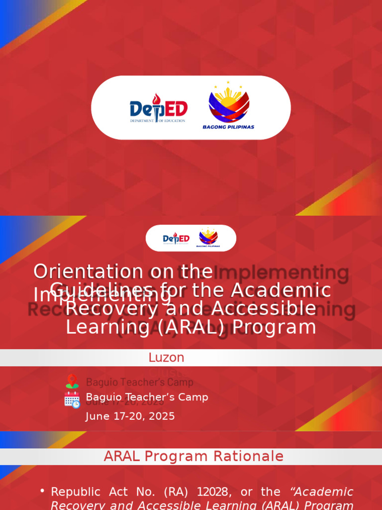 ARAL Orientation Morning Session Day 1 | PDF | Reading Comprehension ...