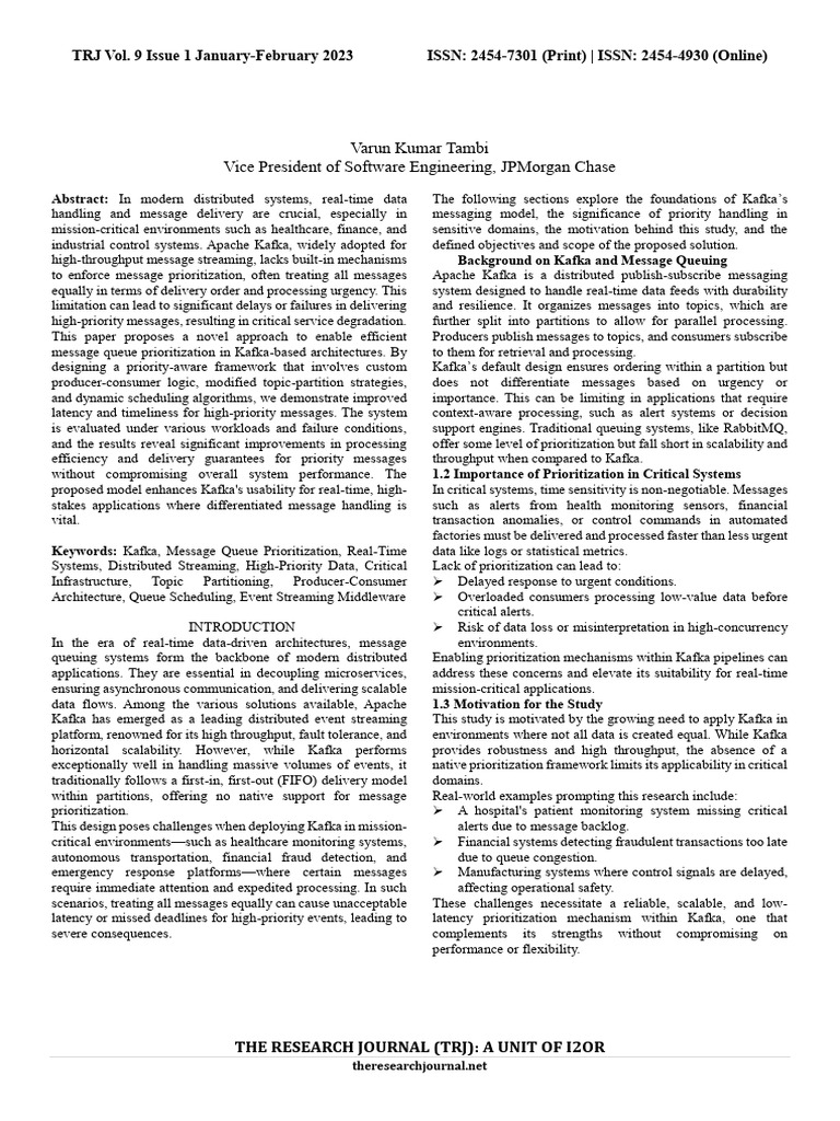 Kafka Message Prioritization Framework | PDF | Scheduling (Computing ...