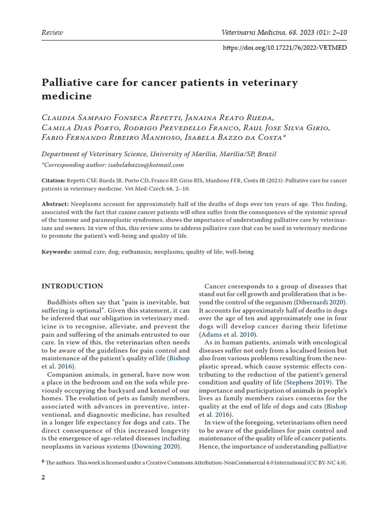 Palliative Care for Cancer in Pets | PDF | Palliative Care | Terminal ...