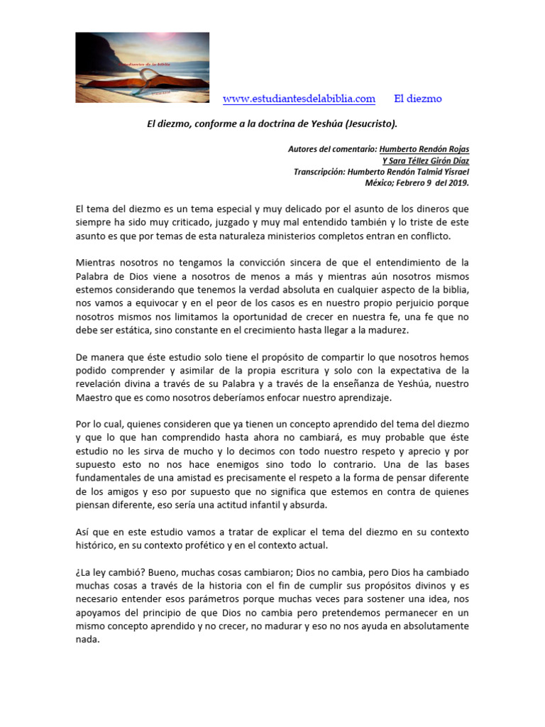 Entendiendo el Diezmo en la Biblia | PDF | Abrahán | Diezmo