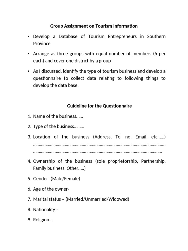 Group Assignment On Tourism Information | PDF