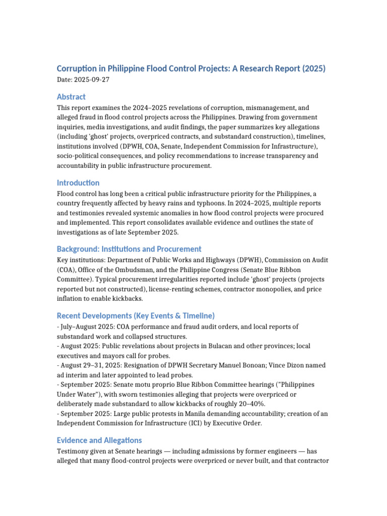 Corruption in Philippine Flood Control 2025 | PDF
