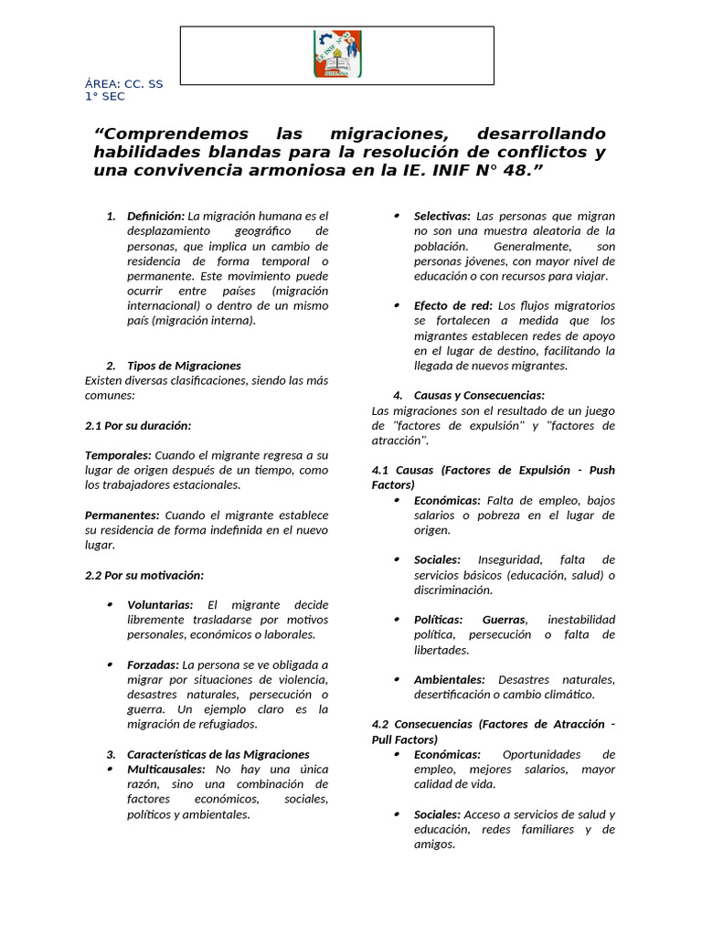 Tipos y causas de la migración humana | PDF | Migración humana