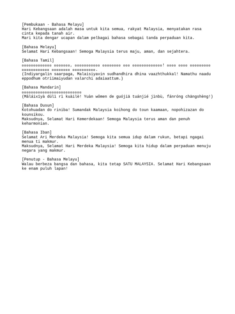 Skrip Ucapan Merdeka | PDF