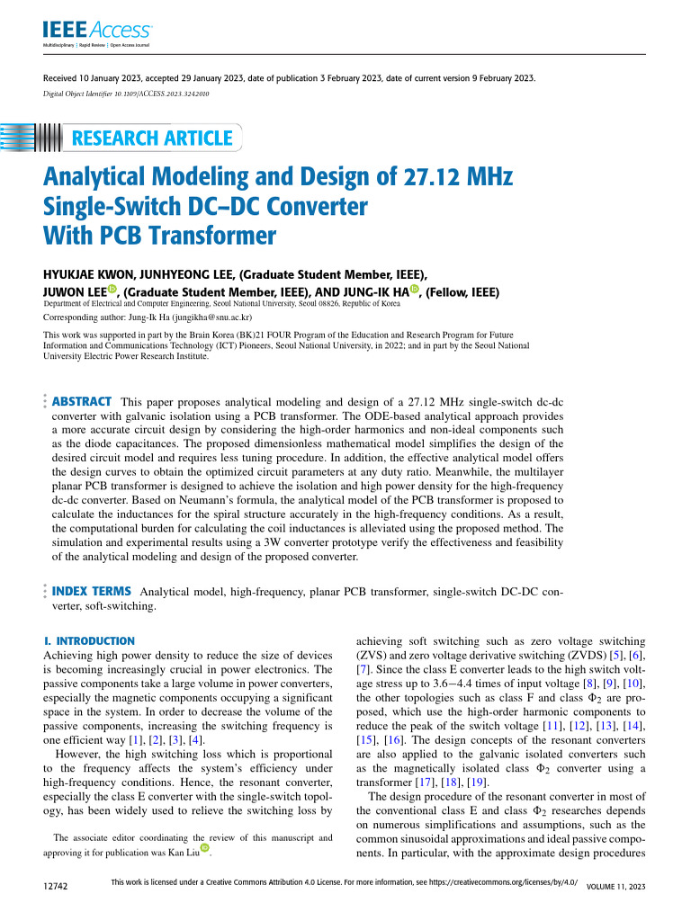 Analytical Modeling and Design of 27.12 MHZ Single-Switch DCDC ...
