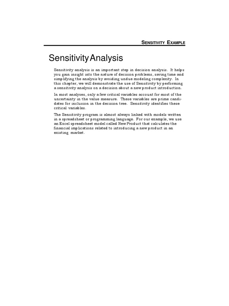 Sensitivity Example | Sensitivity Analysis | Spreadsheet