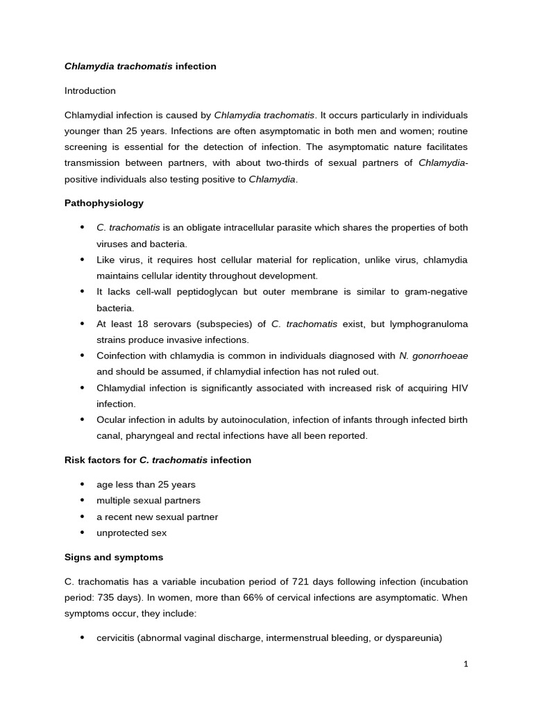 Chlamydia Trachomatis Infection Guide | PDF | Human Reproduction ...