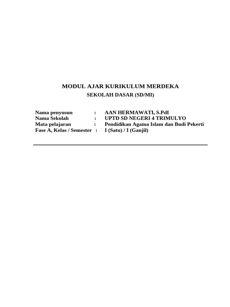 Modul Ajar PAI Kelas 1 SD | PDF