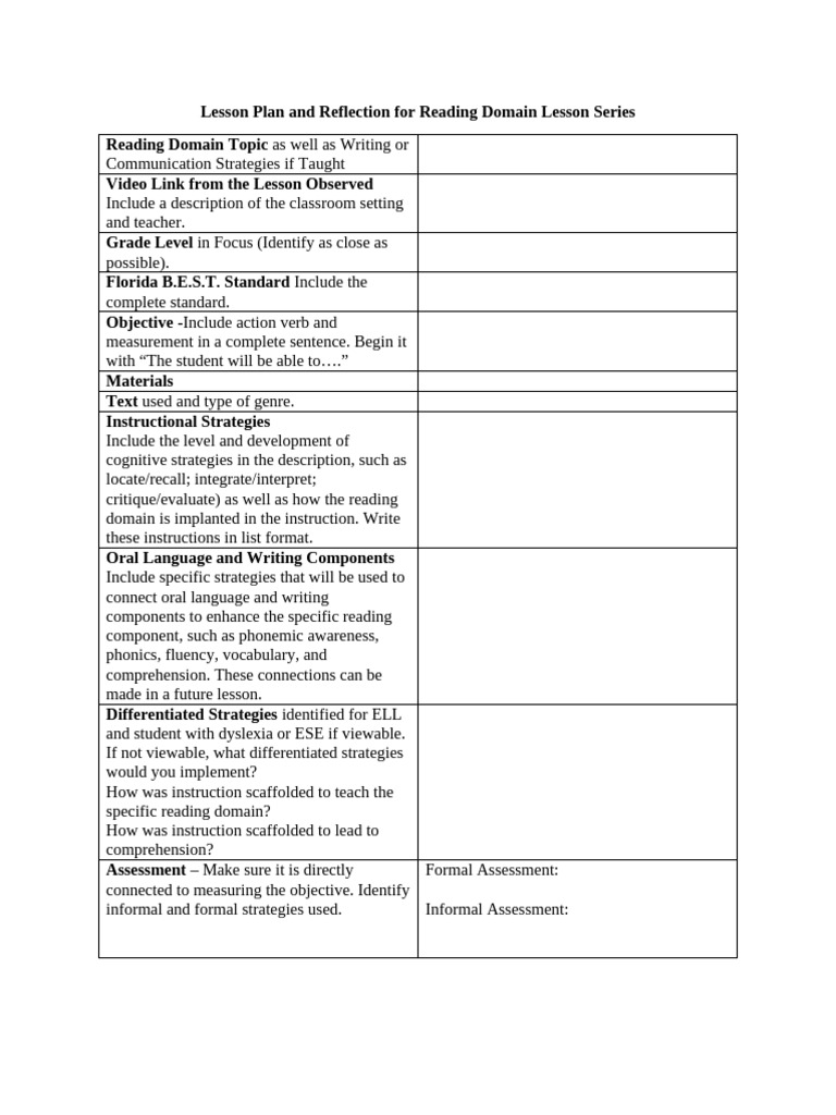 Lesson Plan and Reflection Template-3-1 | PDF