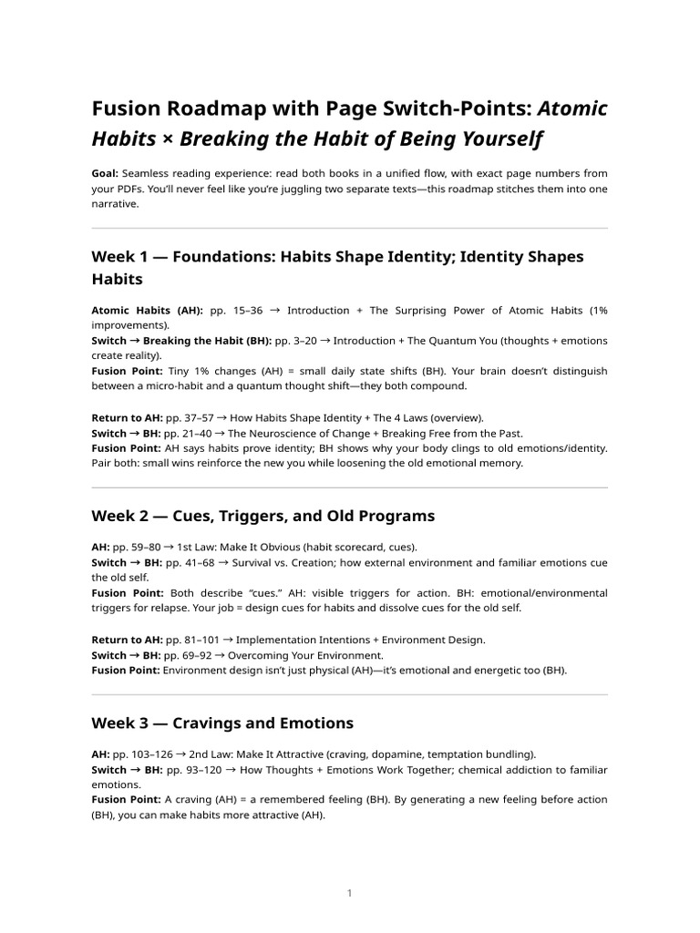 Unified Reading: Atomic Habits & BH | PDF | Habits | Behavioural Sciences