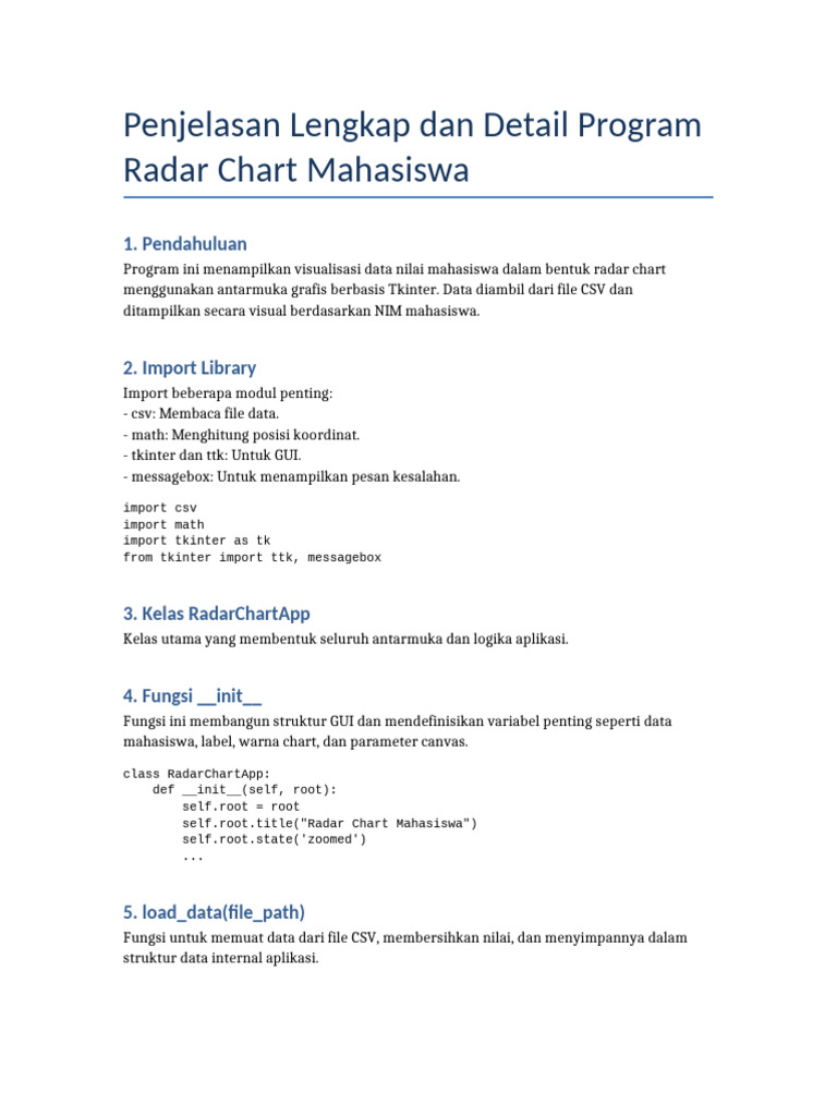 Penjelasan Lengkap Program Radar Chart Mahasiswa | PDF